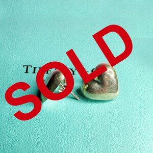 Tiffany & Co. Sterling Silver Puffed Heart Stud Earrings w/ Box & Pouch